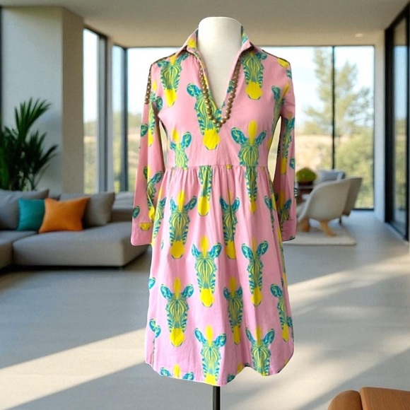 SHERIDAN FRENCH Dresses & Skirts - SHERIDAN FRENCH PINK GROMMET ZEBRA DRESS SIZE XS